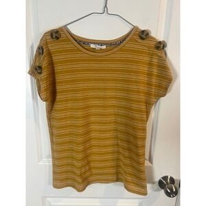 89th + Madison Womens Knit Top Button Shoulder Mustard Yellow‎ Size S